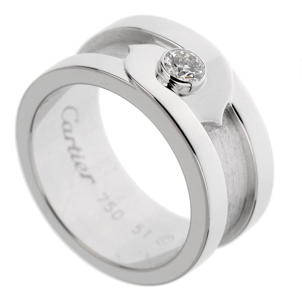 Cartier C de Cartier Vintage White Gold Diamond Solitaire Ring 1cr80-0