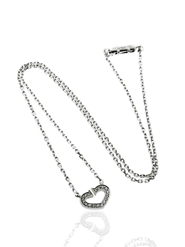 Cartier C Heart Diamond Necklace in 18k White Gold cheartneck