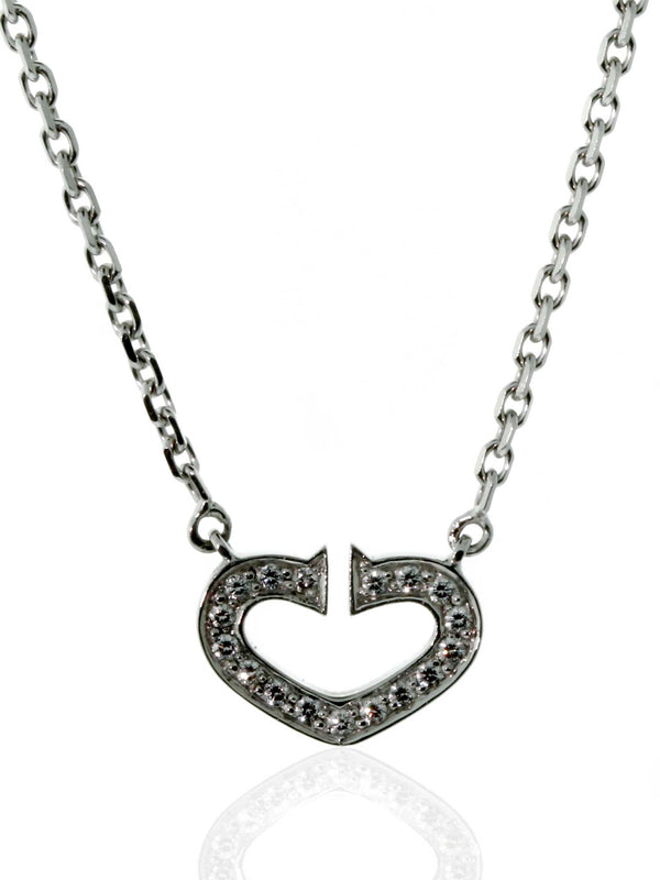 Cartier C Heart Diamond Necklace in 18k White Gold cheartneck