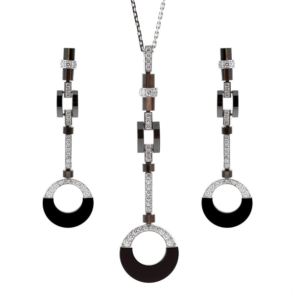 Cartier Ceramic & Diamond Drop Necklace Suite 0000579