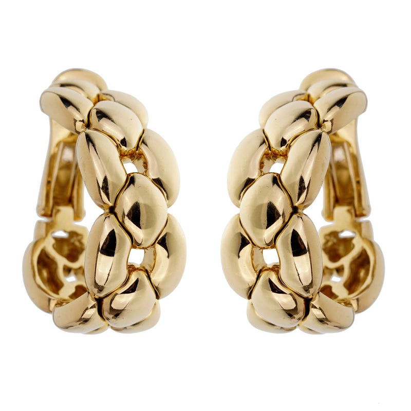Cartier Chain Link Yellow Gold Hoop Drop Earrings Opulent Jewelers