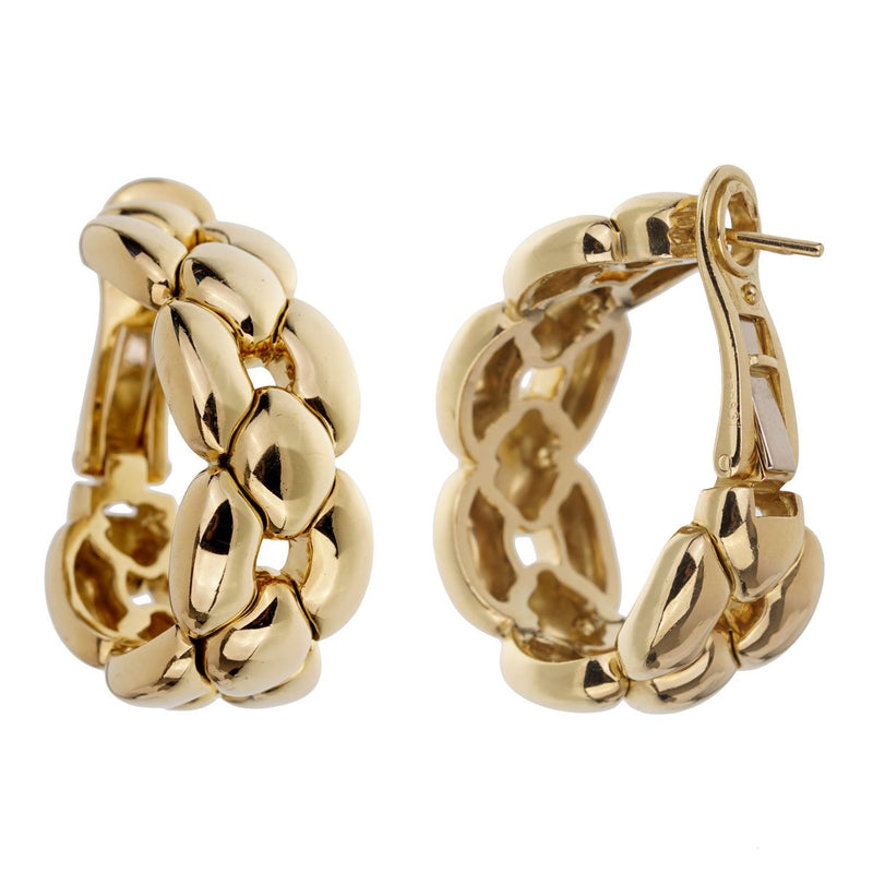 Cartier Chain Link Yellow Gold Hoop Drop Earrings 0001991