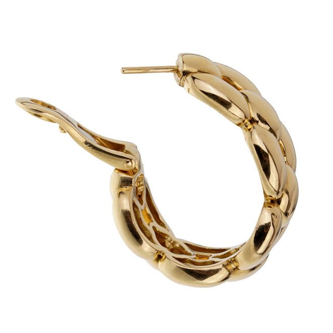 Cartier Chain Link Yellow Gold Hoop Drop Earrings 0001991