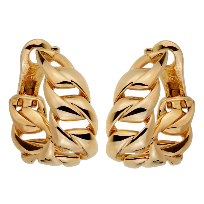 Cartier Chain Link Yellow Gold Hoop Earrings 0001717
