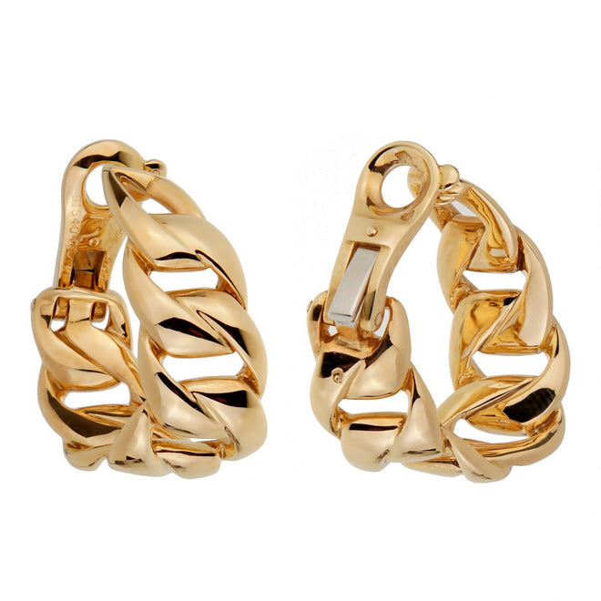 Cartier Chain Link Yellow Gold Hoop Earrings 0001717