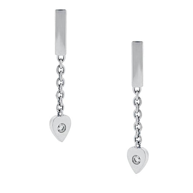 Cartier Diamond Heart Drop White Gold Earrings 00003241