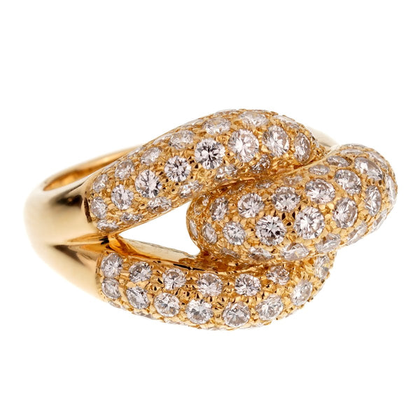 Cartier Diamond Knot Yellow Gold Cocktail Ring 0002529