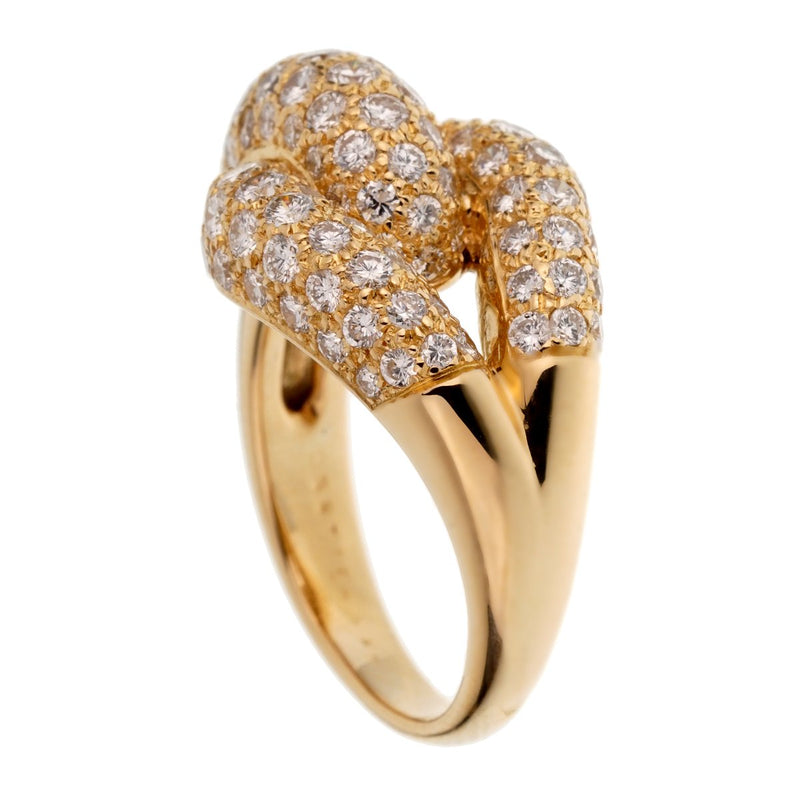 Cartier Diamond Knot Yellow Gold Cocktail Ring 0002529