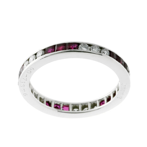 Cartier Diamond Ruby Eternity Platinum Ring CRT7396