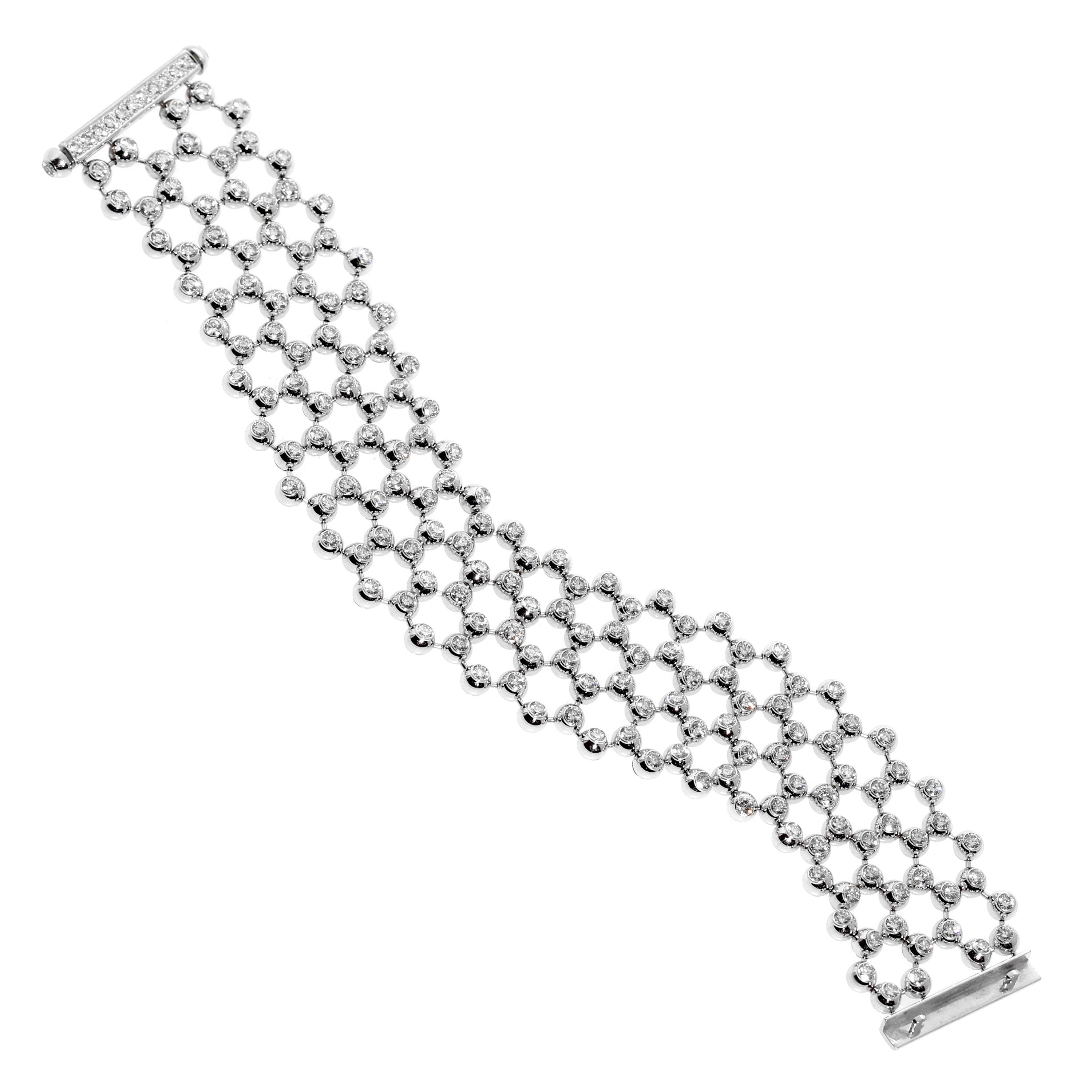 Cartier diamond tennis multistrand 18k white gold Perles bracelet