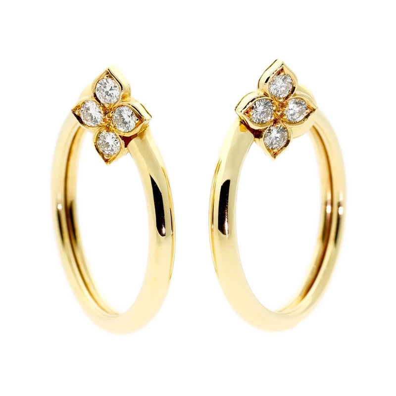 Cartier Flower Diamond Gold Earrings 0000404-m