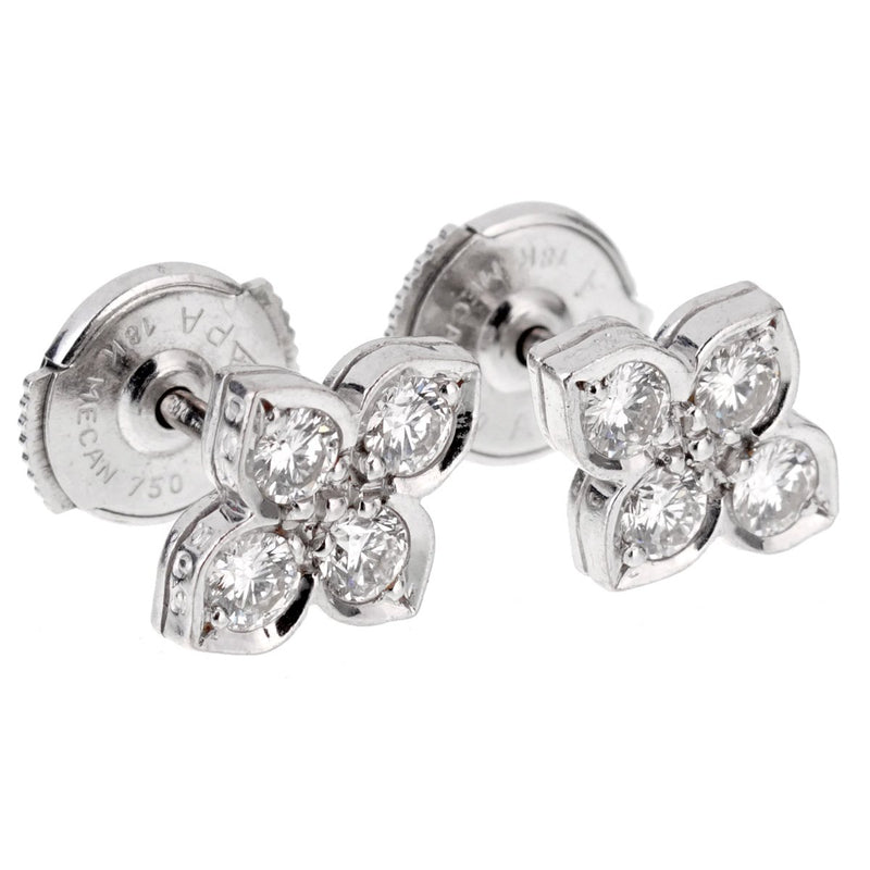 Cartier Flower Diamond White Gold Stud Earrings 0001268