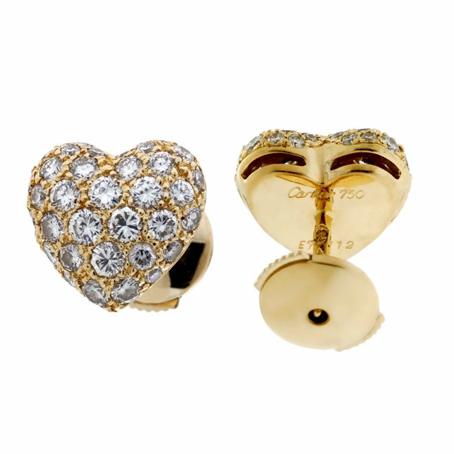 Cartier Heart Diamond Gold Earrings 0000076