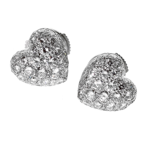Cartier Heart Diamond White Gold Earrings cardiapuffheartear