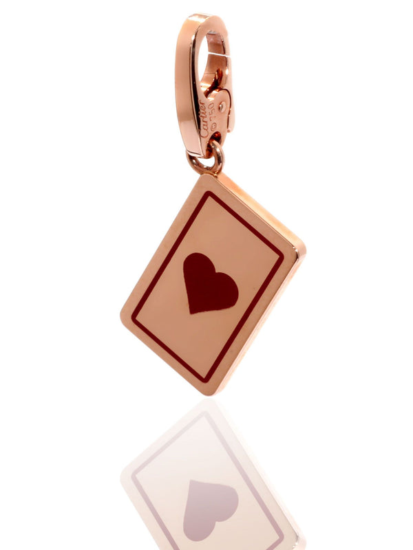 Cartier Heart Playing Card Charm Rose Gold Pendant CRT5431