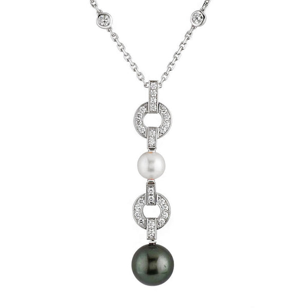 Cartier Himalia Pearl Diamond Drop White Gold Necklace 0002133