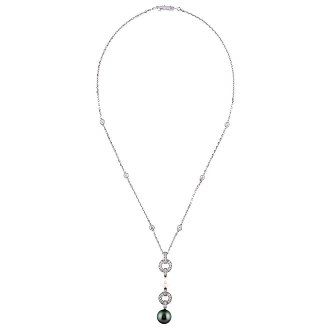 Cartier Himalia Pearl Diamond Drop White Gold Necklace 0002133