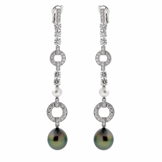 Cartier Himalia Pearl Diamond White Gold Earrings 0000078