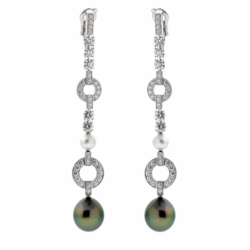 Cartier Himalia Pearl Diamond White Gold Earrings 0000078