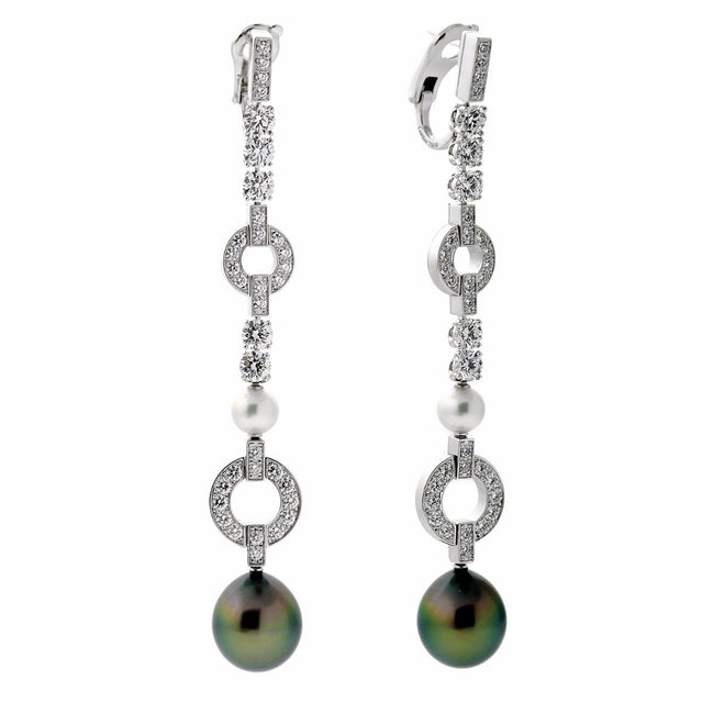 Cartier Himalia Pearl Diamond White Gold Earrings 0000078