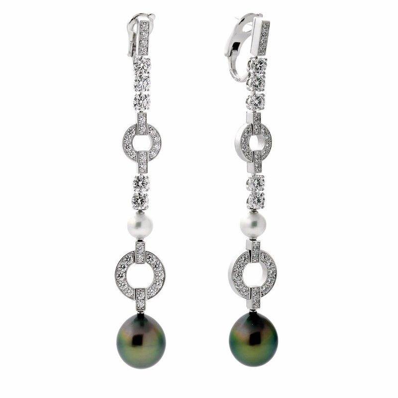 Cartier Himalia Pearl Diamond White Gold Earrings 0000078