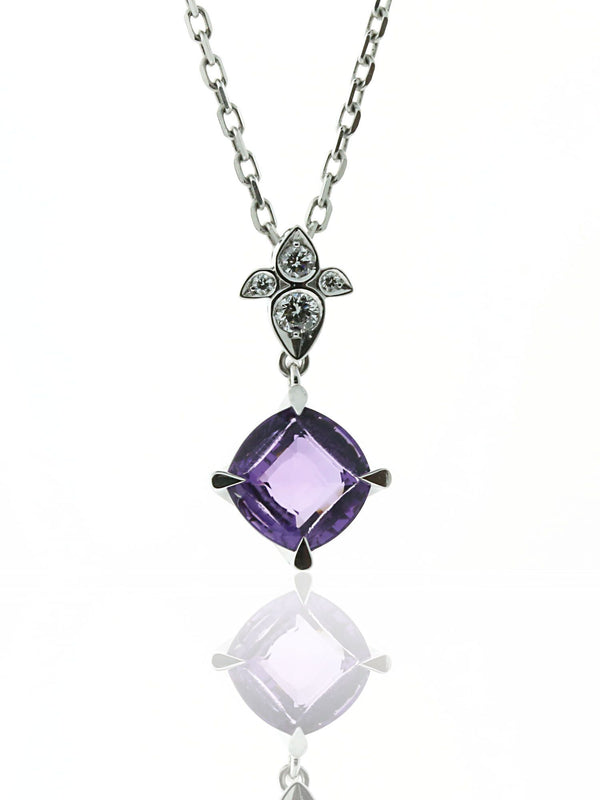 Cartier Inde Mysterieuse Diamond Amethyst Necklace in 18k White Gold indemysame
