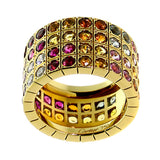 Cartier Lanieres Multicolor Sapphire Diamond Gold Ring lanmcsdia
