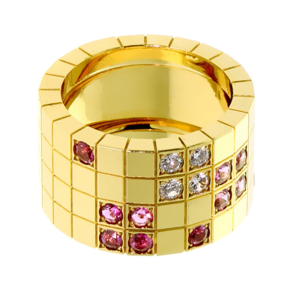 Cartier Lanieres Pink Sapphire Diamond Gold Ring lanipinkd52