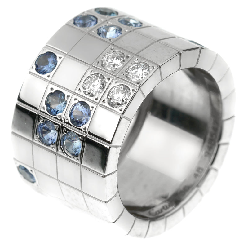 Cartier Lanieres Sapphire Diamond White Gold Ring Sz 4 1/2 0002758