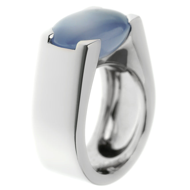 Cartier Large Chalcedony White Gold Cocktail Ring Sz 4 1/2 0003084