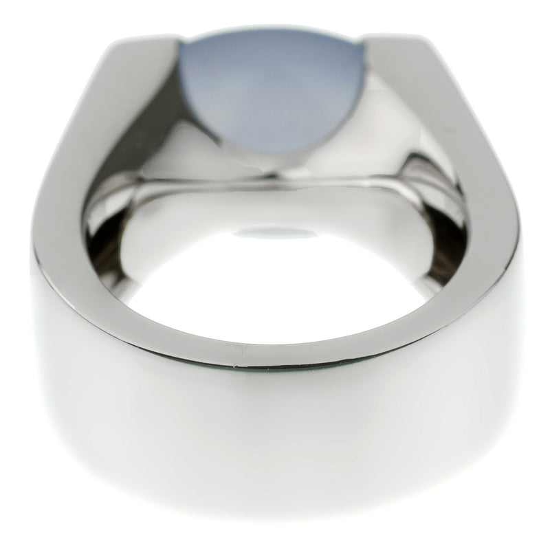 Cartier Large Chalcedony White Gold Cocktail Ring Sz 6 1/2 0002759