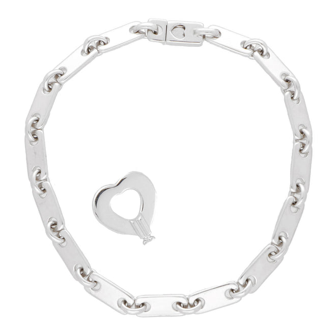 Cartier Lock & Key White Gold Chain Link Bracelet 0003220