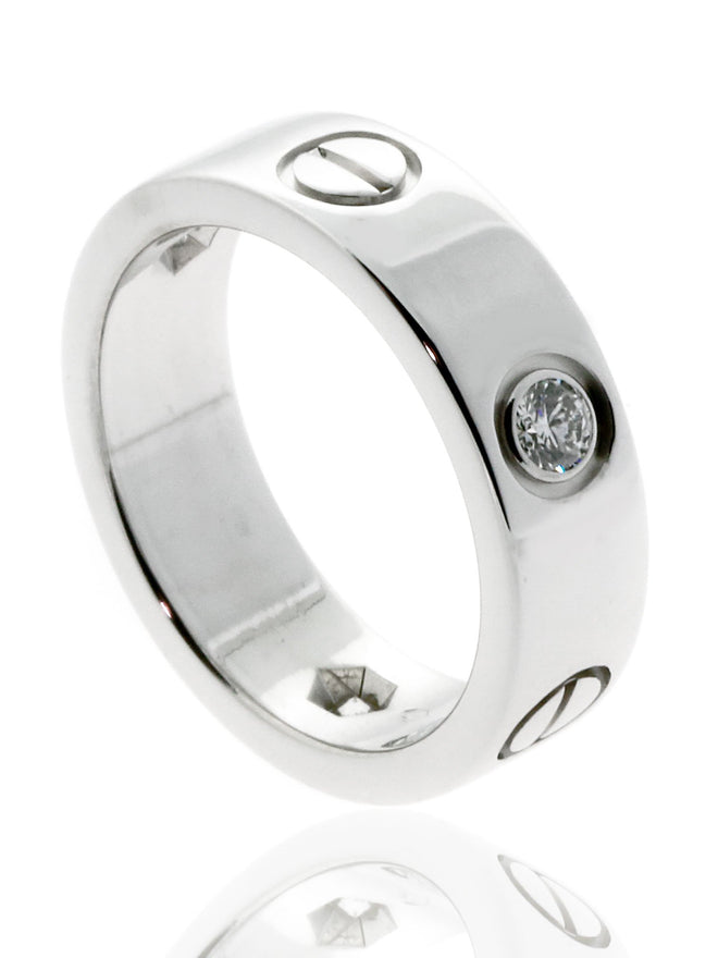 Cartier Love 3 Diamond Ring in 18k White Gold Sz 50 CRT2661