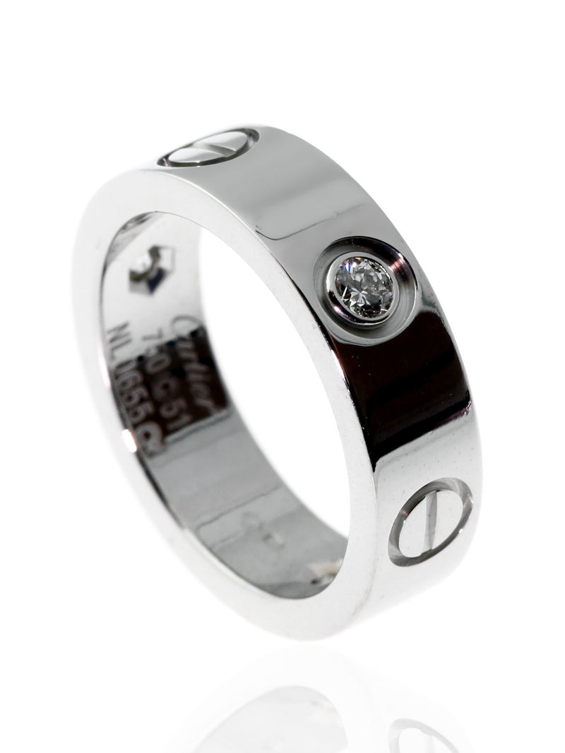 Cartier Love 3 Diamond Ring in 18k White Gold Sz 51 cartier-love-3-diamond-ring-in-18k-white-gold-sz-51