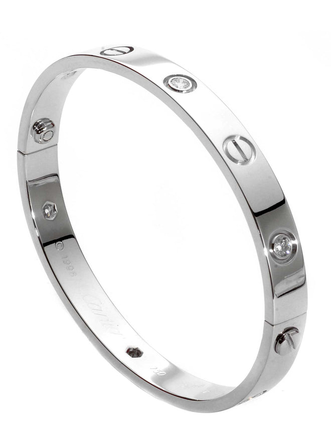 Cartier Love 6 Diamond Bangle Bracelet 18k White Gold Sz 17 353453000000000