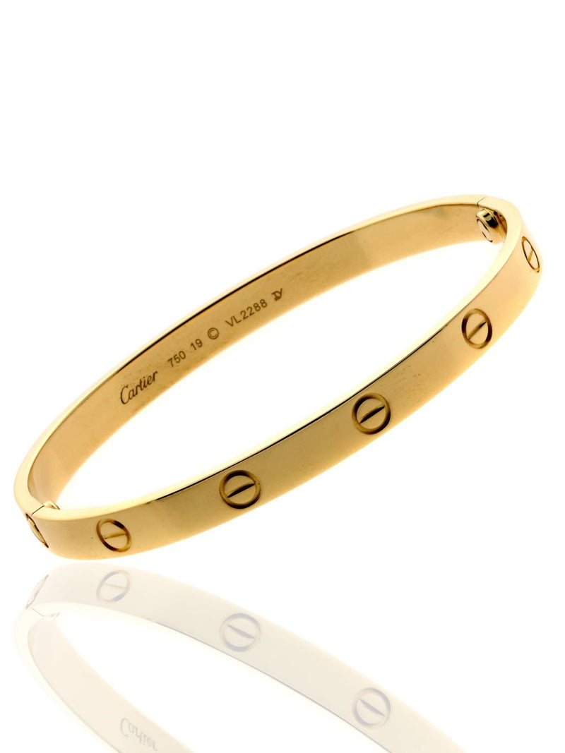 Cartier Love Bangle Bracelet in 18k Yellow Gold Sz 19 cartier-love-bangle-bracelet-in-18k-yellow-gold-sz-19