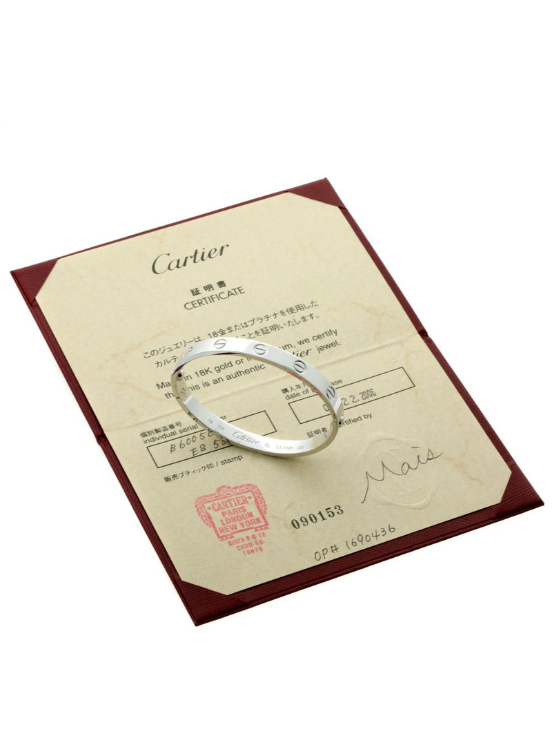 Cartier Love Bracelet in 18k White Gold Sz 16 CRT5768