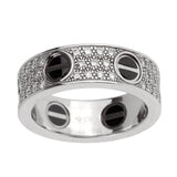 Cartier Love Ceramic Diamond 18k White Gold RIng 0000651