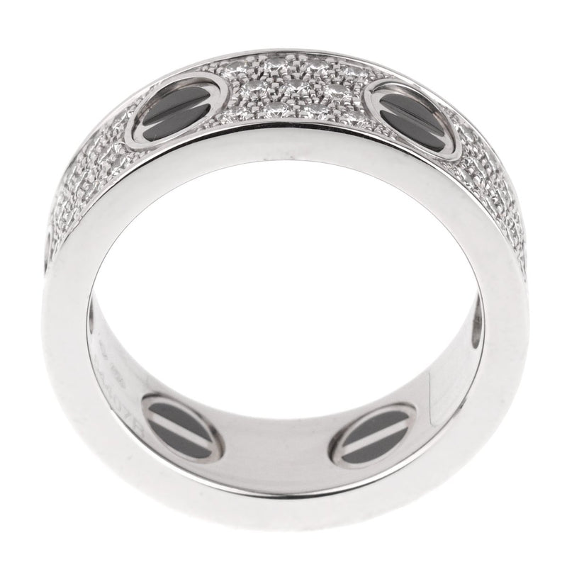 Cartier Love Ceramic Diamond 18k White Gold RIng 0000651