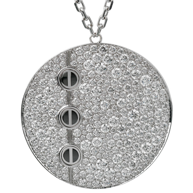 Cartier Love Ceramic Diamond Pendant White Gold Necklace 1CrLHJ
