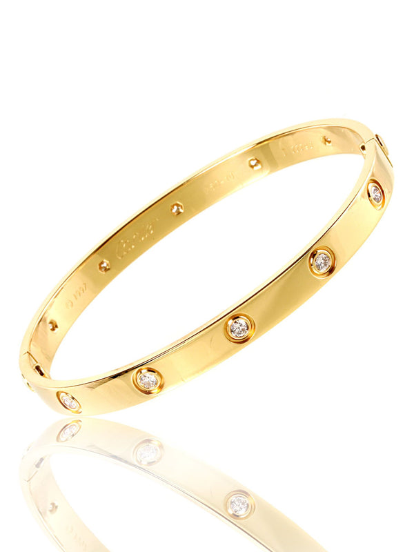 Cartier Love Diamond Bangle Bracelet in 18k Yellow Gold Sz 19 8.934570000000001E+30