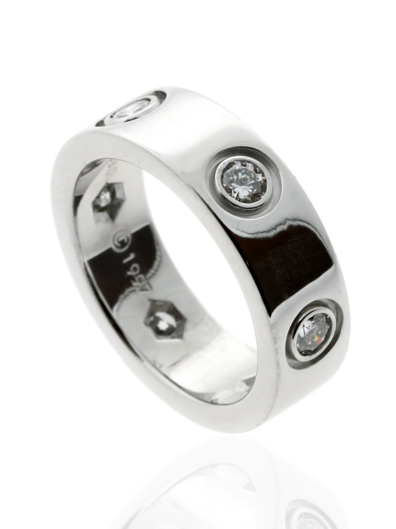 Cartier Love Full Diamond Ring in 18k White Gold Sz 46 car46fulldia