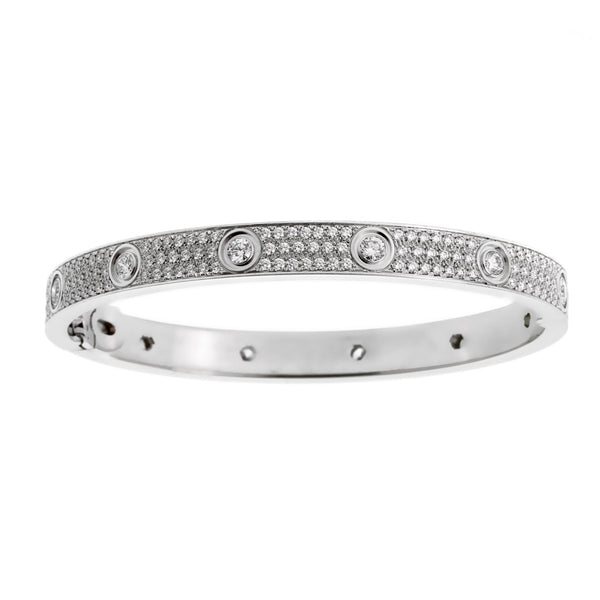 Cartier Love Pave Diamond White Gold Bangle Bracelet – Opulent Jewelers