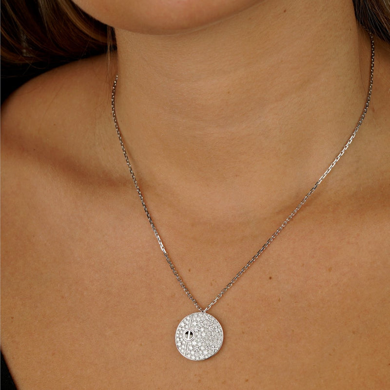 Cartier Love Pave Diamond White Gold Necklace 0000094