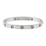 Cartier Love White Gold 4 Diamond Bangle Bracelet l2