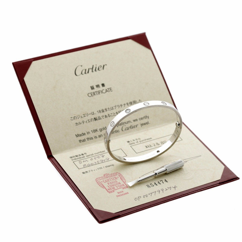 Cartier Love White Gold 4 Diamond Bangle Bracelet l2