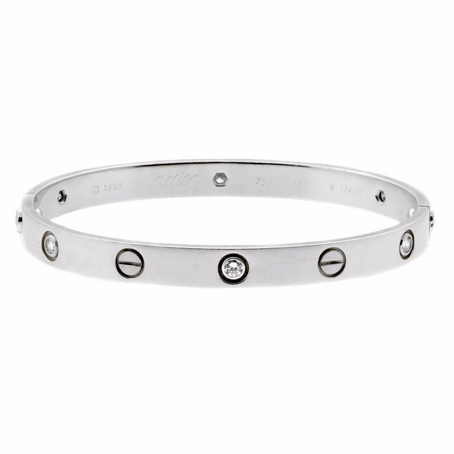 Cartier Love White Gold 6 Diamond Bangle Bracelet 0000648