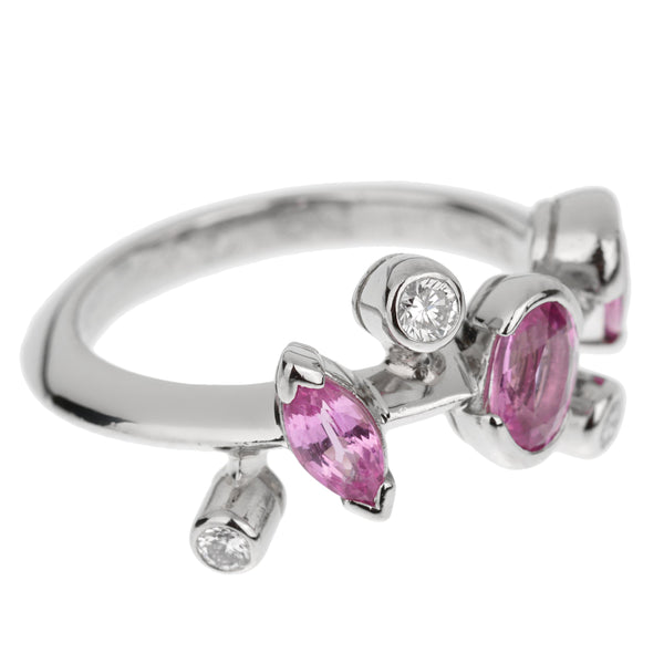 Cartier Meli Melo Pink Sapphire Diamond Platinum Ring 0003292
