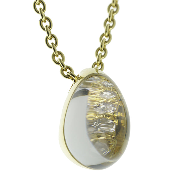 Cartier Myst Rock Crystal Diamond Yellow Gold Vintage Necklace 0003396