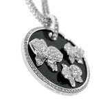 Cartier Orchid Diamond Onyx Gold Necklace 0000331